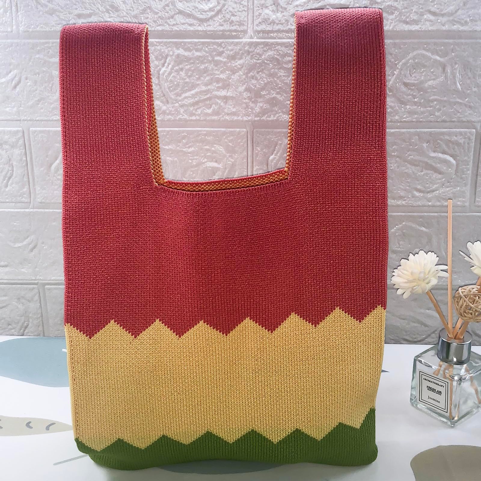 Women's Knit Wrist Bag, Fashionable and Minimalist Small Handbag, Portable view 7