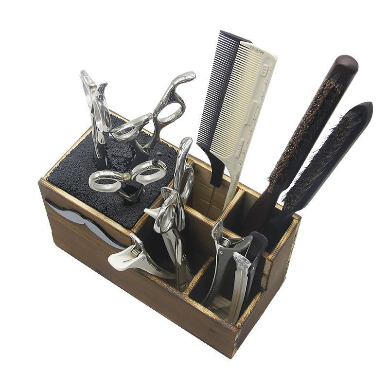 Hair Salon Shear Holder Hair Stylist Scissors Container Wood Hairdressing view 8