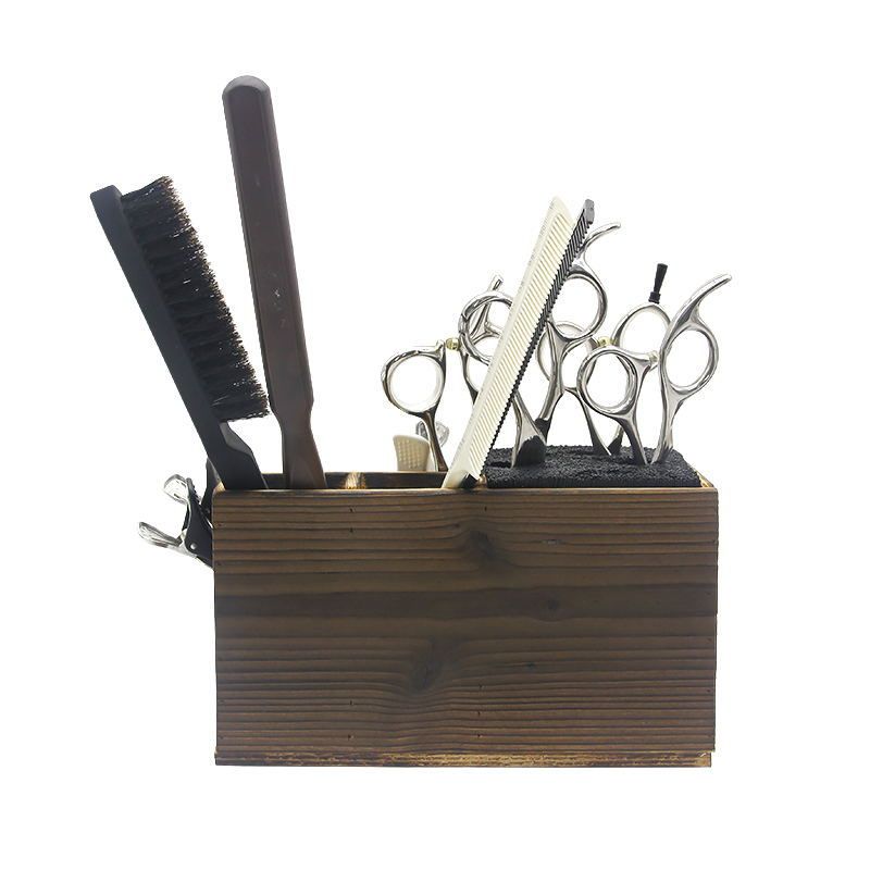 Hair Salon Shear Holder Hair Stylist Scissors Container Wood Hairdressing view 10