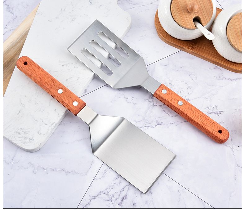 Metal Spatula 2pcs Fish Spatula Slotted Turner Stainless Steel Egg Grill view 7