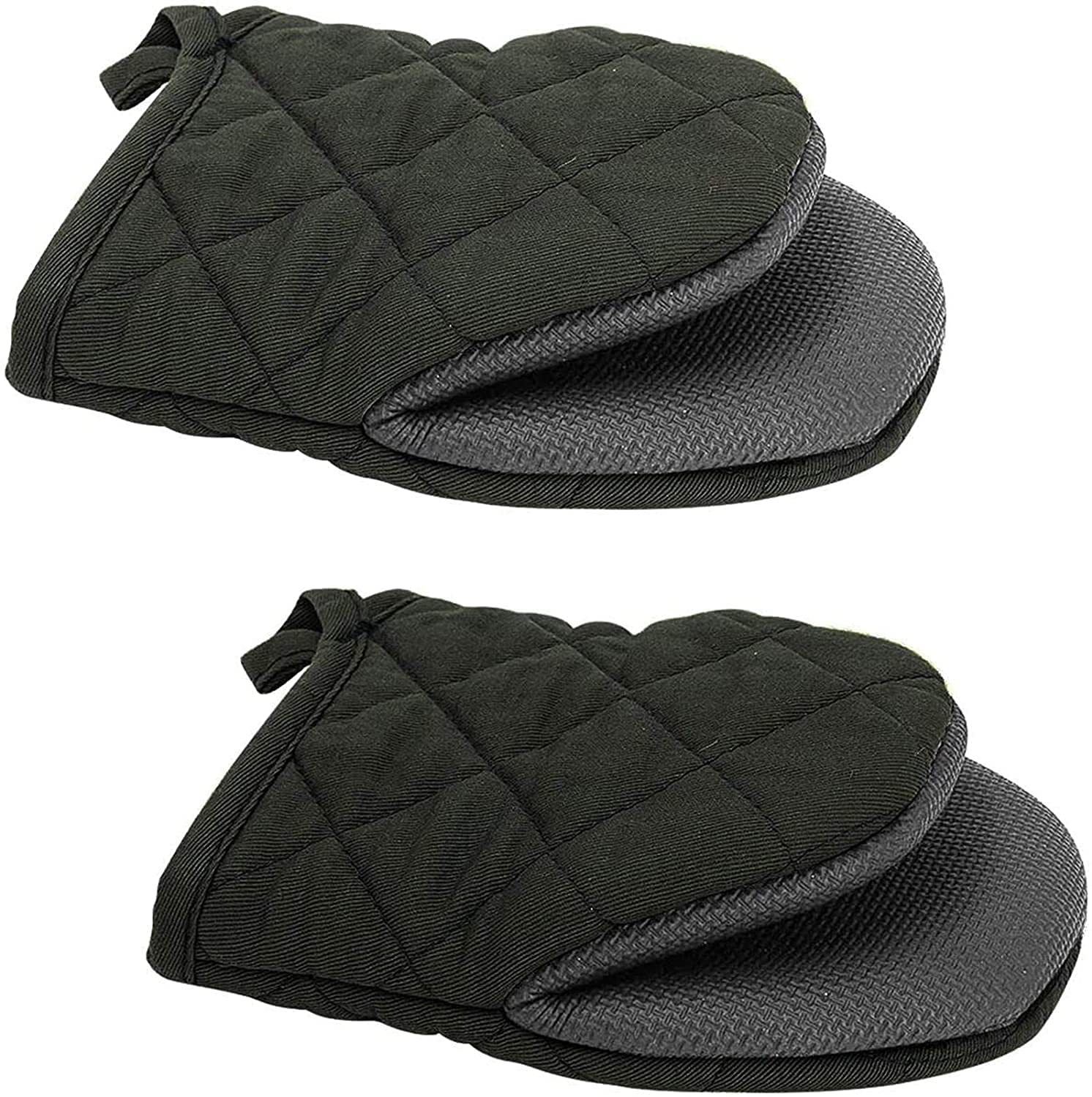1 Pair Short Oven Mitts, Heat Resistant Silicone Kitchen Mini Oven Mitts for — image 1