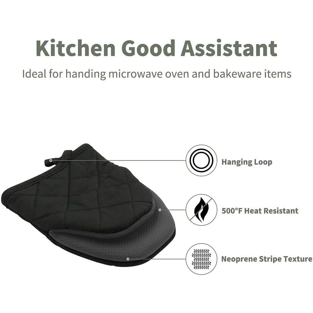 1 Pair Short Oven Mitts, Heat Resistant Silicone Kitchen Mini Oven Mitts for view 5