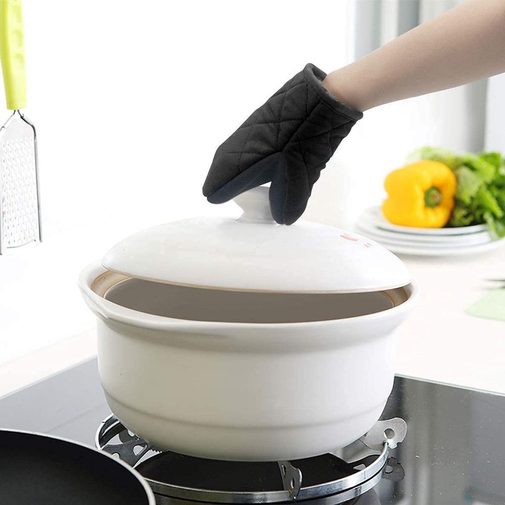 1 Pair Short Oven Mitts, Heat Resistant Silicone Kitchen Mini Oven Mitts for view 9