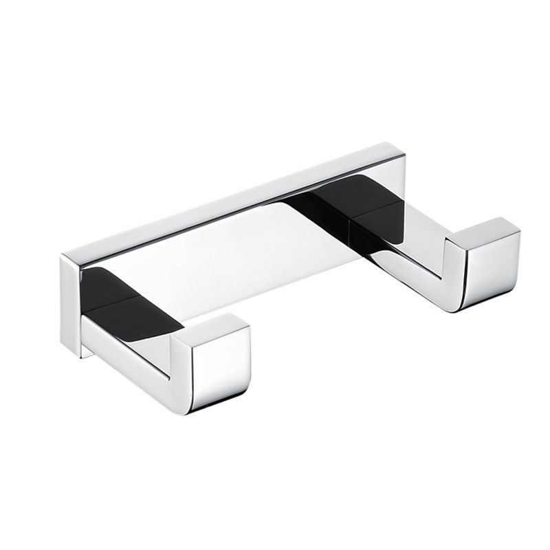 Double Hook in Chrome Wall Mounted Double Towel Hook in Polished Chrome Sirius view 2