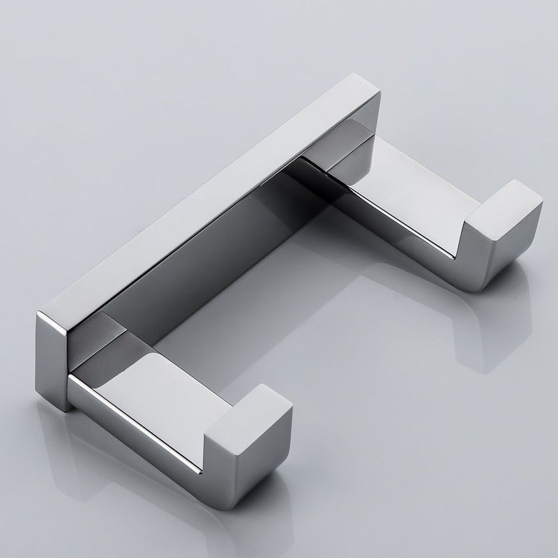 Double Hook in Chrome Wall Mounted Double Towel Hook in Polished Chrome Sirius view 4