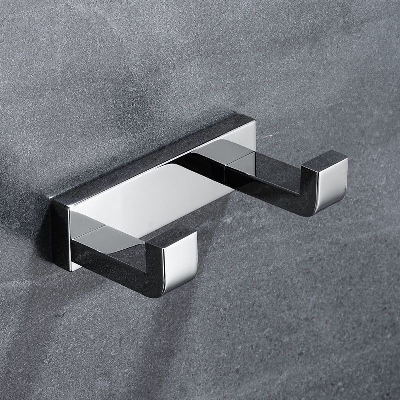 Double Hook in Chrome Wall Mounted Double Towel Hook in Polished Chrome Sirius view 5