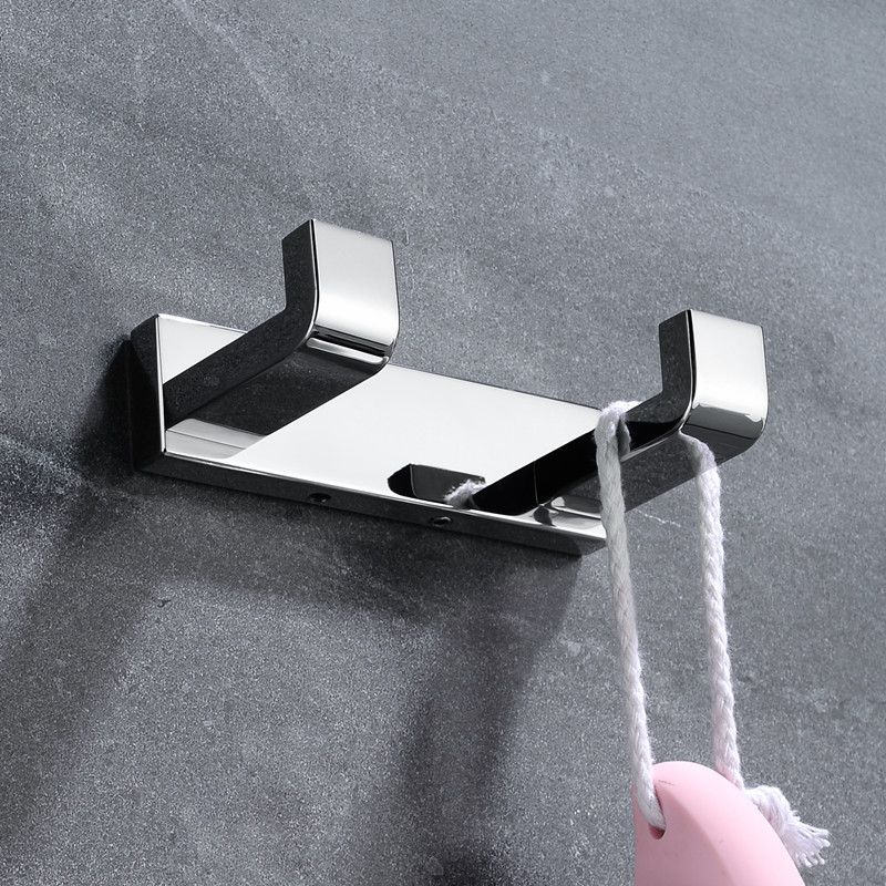 Double Hook in Chrome Wall Mounted Double Towel Hook in Polished Chrome Sirius view 8