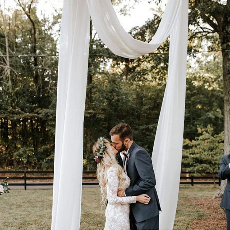 Wedding Arch Draping Fabric 1 Panel of 50*570cm White Chiffon Drapery for view 3