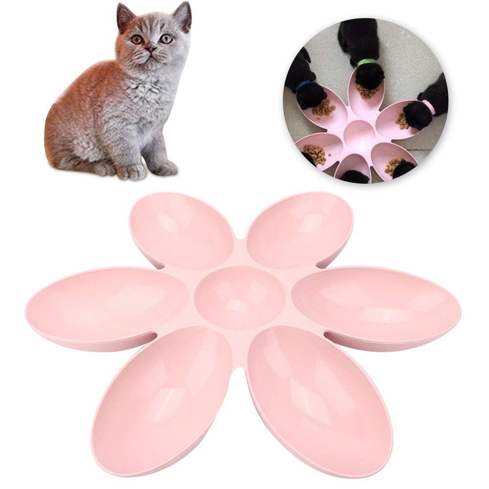 Cat Water Bowl Multiple Case Food Feeder Water Feeding Bowl Six Petals Plastic view 5