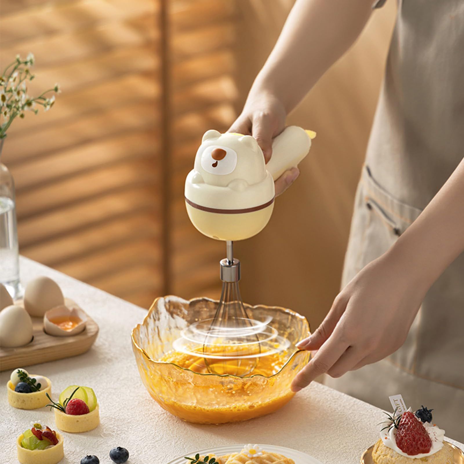 Electric Hand Mixer, Bear Shape Handheld Kitchen Blender, Kitchen Hand Mixer view 9