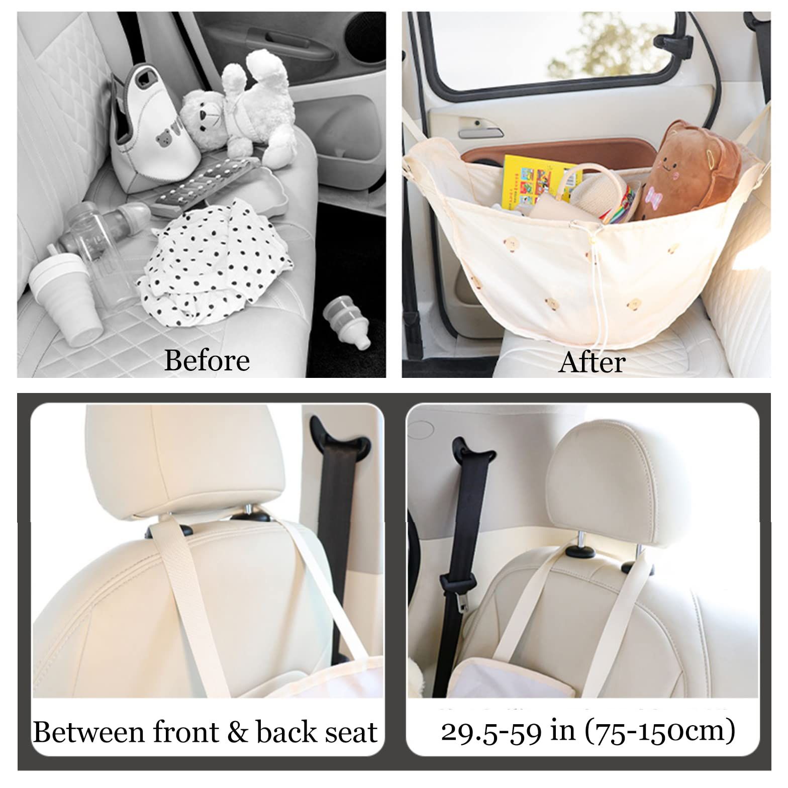 Cute Collapsible Oxford Car Back Seat Hanging Organizer Multifunction view 6