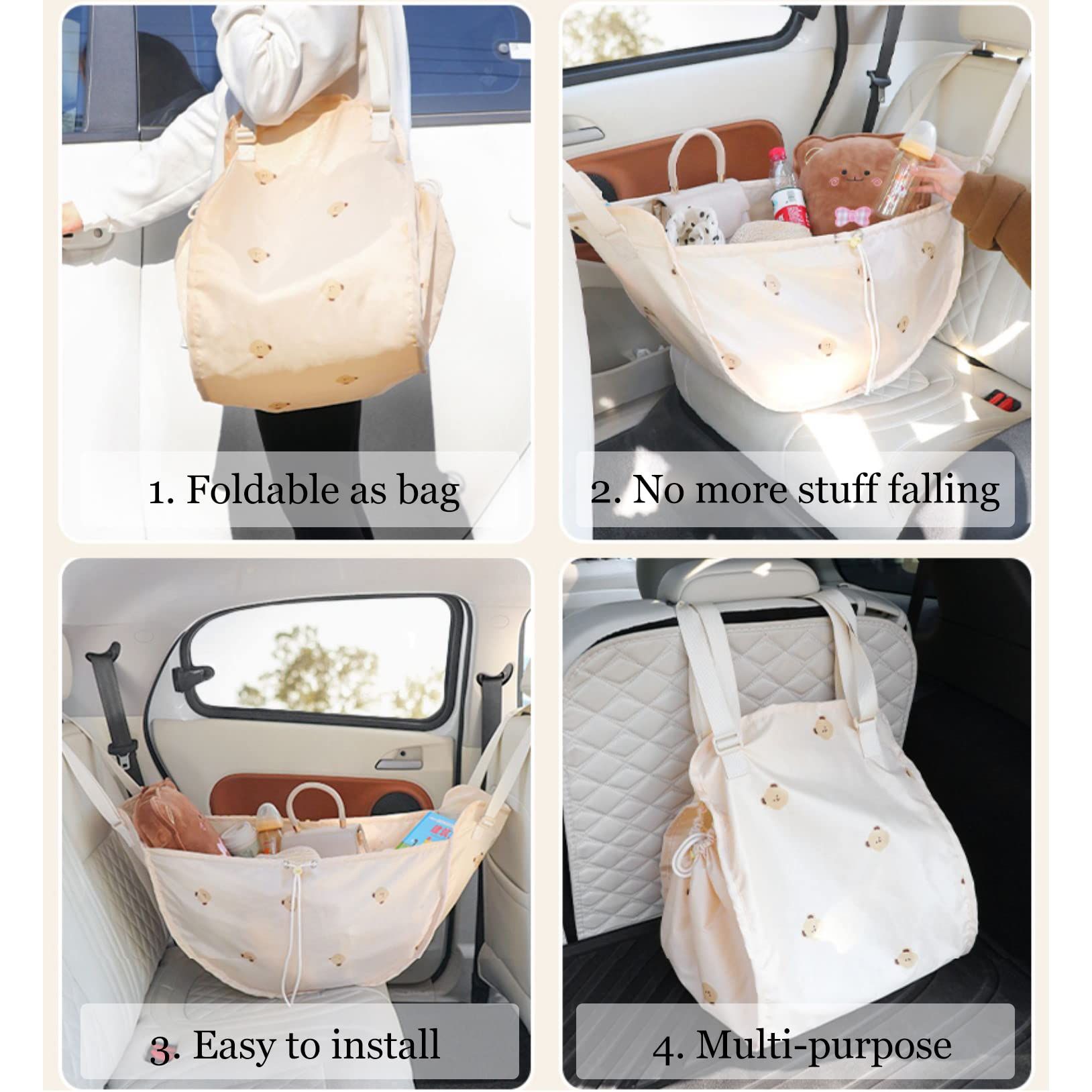 Cute Collapsible Oxford Car Back Seat Hanging Organizer Multifunction view 8