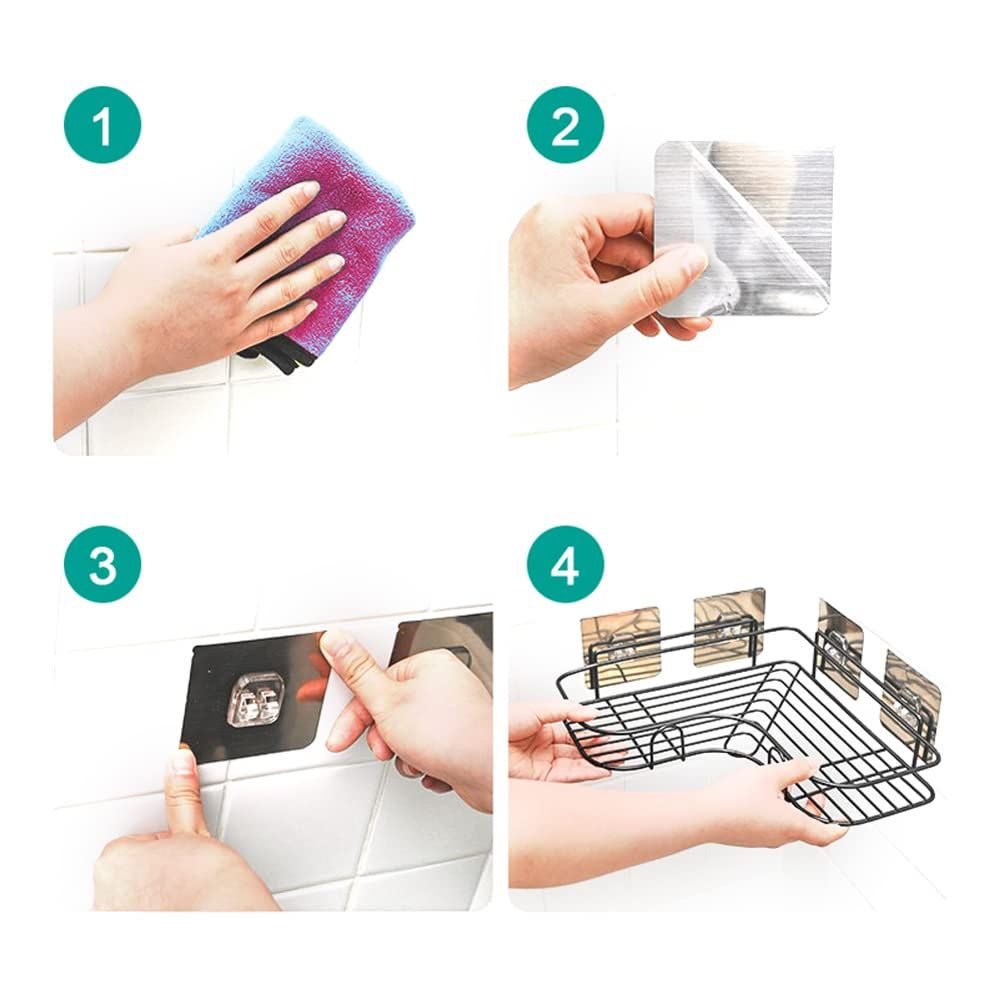 Dual Use Adhesive Or Screw Hook Metal Iron Wire Corner Shelf Storage Hanging Rack view 6