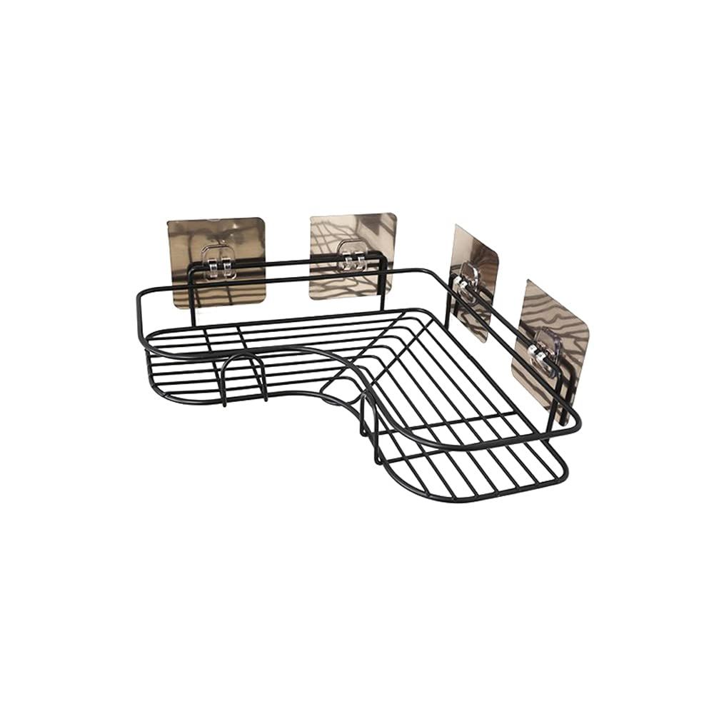 Dual Use Adhesive Or Screw Hook Metal Iron Wire Corner Shelf Storage Hanging Rack view 8