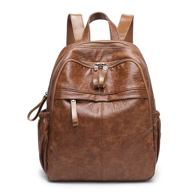 Women Backpacks Pu Leather Shoulder Bag Soft Leather Daypack Double-layer view 2