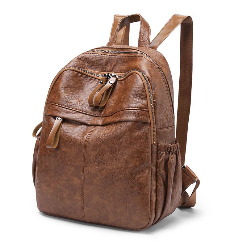 Women Backpacks Pu Leather Shoulder Bag Soft Leather Daypack Double-layer view 3