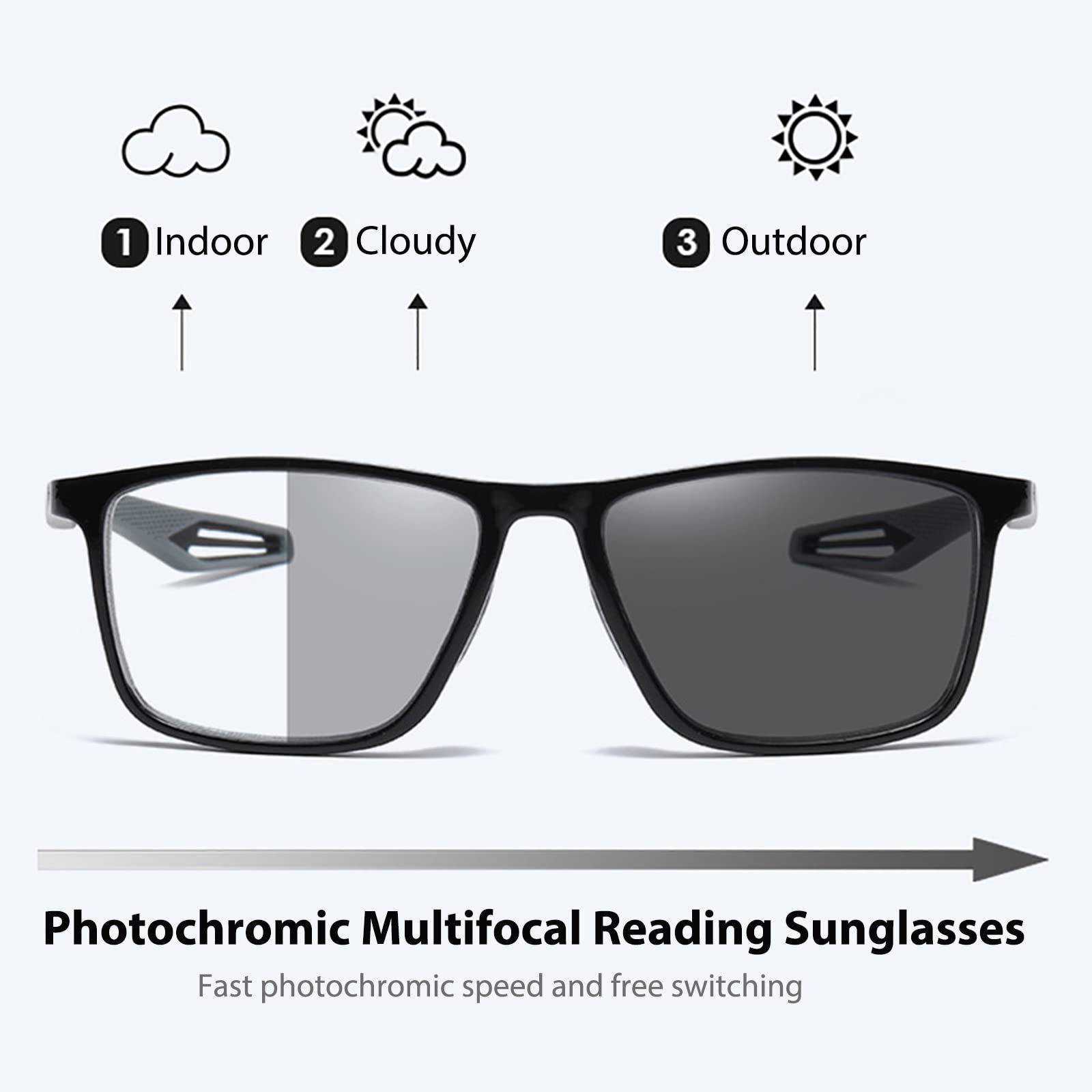 Photochromic Progressive Multifocus Reading Glasses Blue Light Blocking view 9