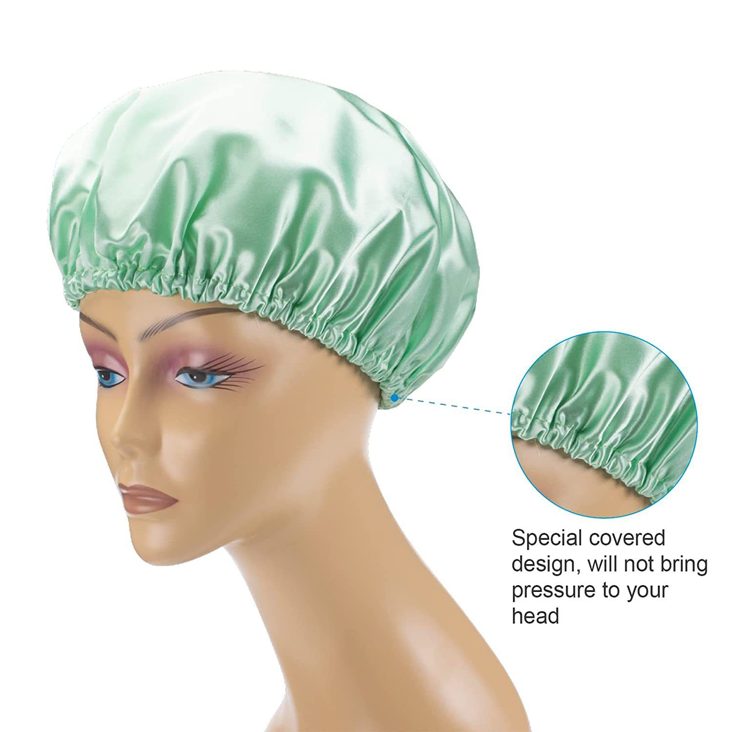 Shower Caps for Women Reusable Waterproof view 6