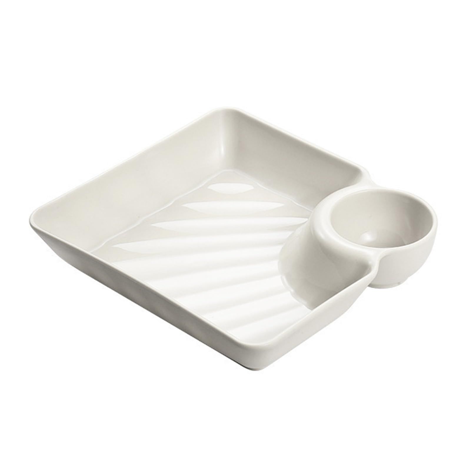 2pcs Plastic Dumpling Plates with Sauce Compartment Square Serving Plates with