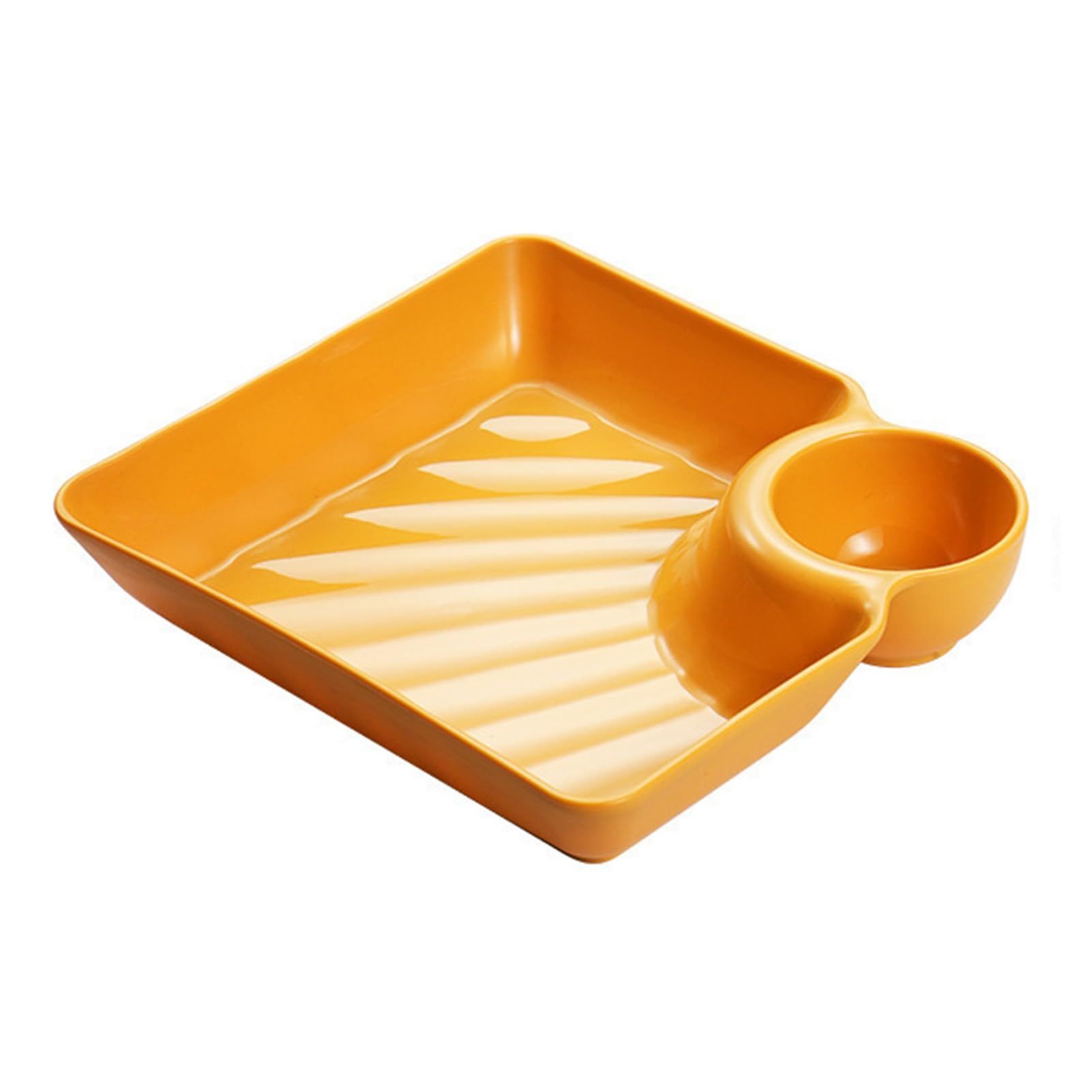 2pcs Plastic Dumpling Plates with Sauce Compartment Square Serving Plates with view 4