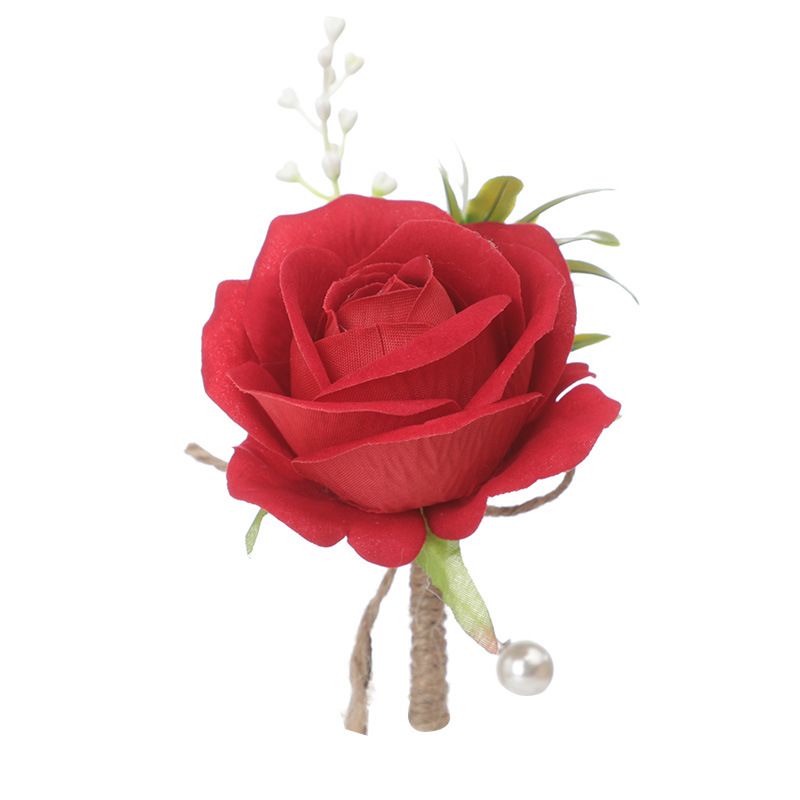 Brooch Flower Bridegroom Groom Men's Boutineer with Faux Pearl view 2