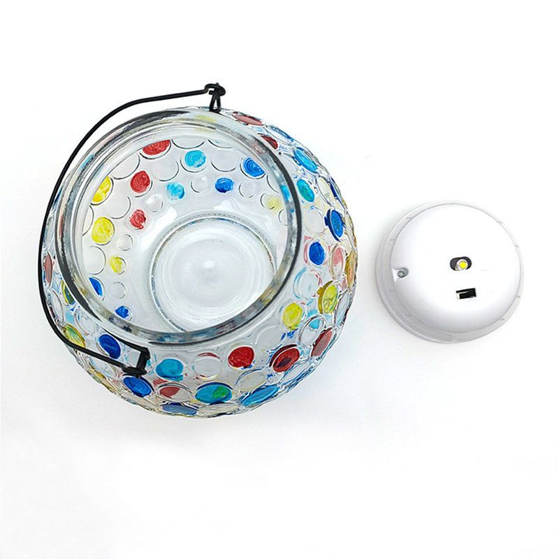 Outdoor Lanterns - Glass Solar Hanging Lights Bee Hollow Out Waterproof view 3
