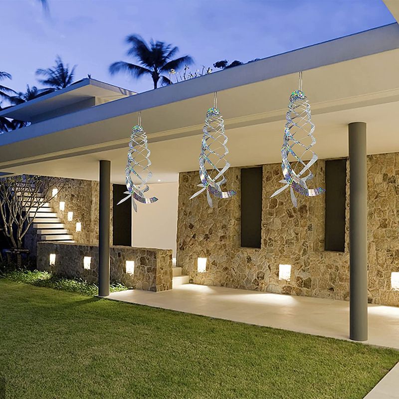 3 Pcs Bird Repellent Spiral Reflectors- Hanging Reflective Bird Deterrent view 3