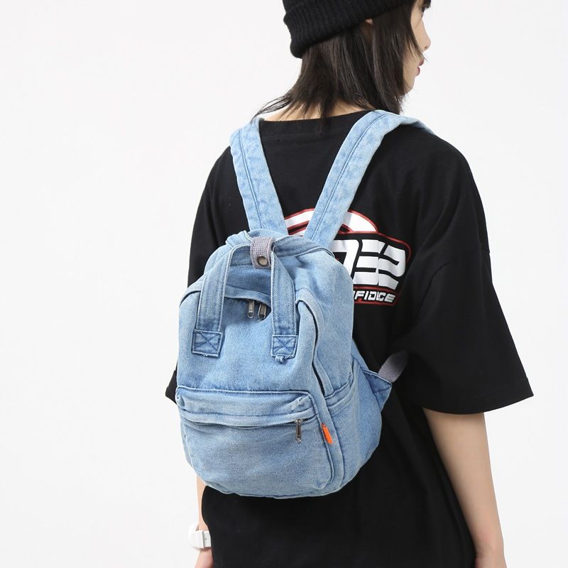 Vintage Denim Laptop Backpack Casual Canvas Daypack Handbag Purse Lightweight view 2