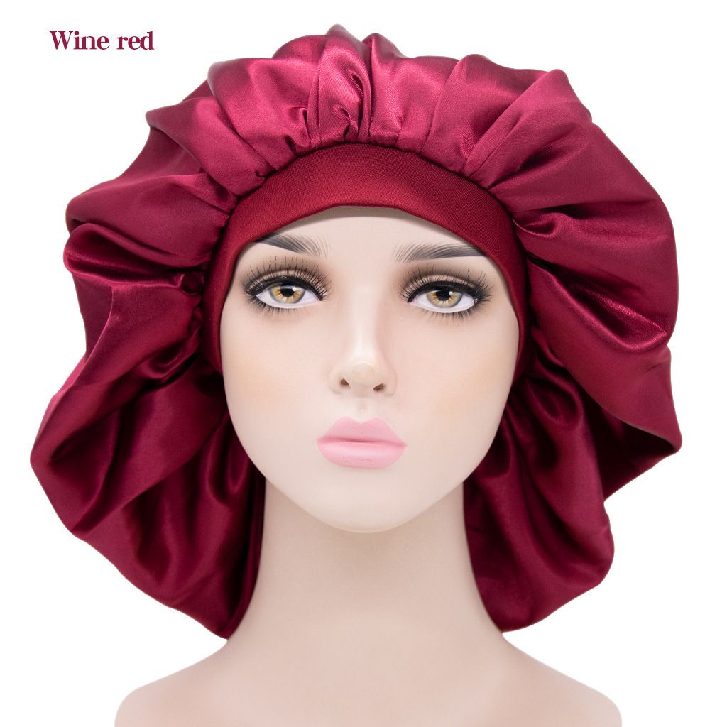 Large Satin Bonnet Shower Caps Soft Silk Night Sleeping Cap Hair Care Bonnet view 3