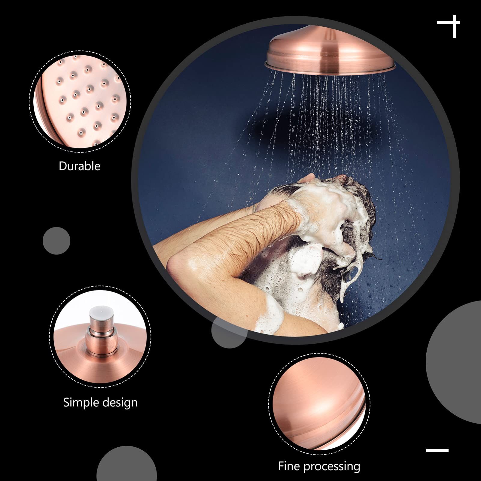 Copper Shower Head High Pressure Rain Shower Head Vintage Retro Shower Sprayer view 4