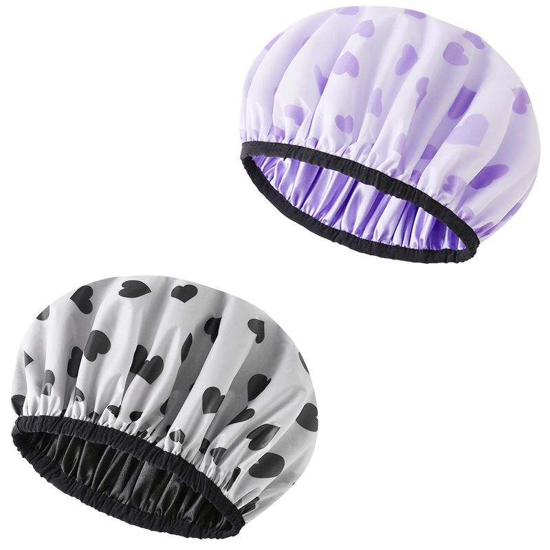 Shower Cap Lined Shower Cap for Women Reusable Triple Layer Waterproof Bath view 3