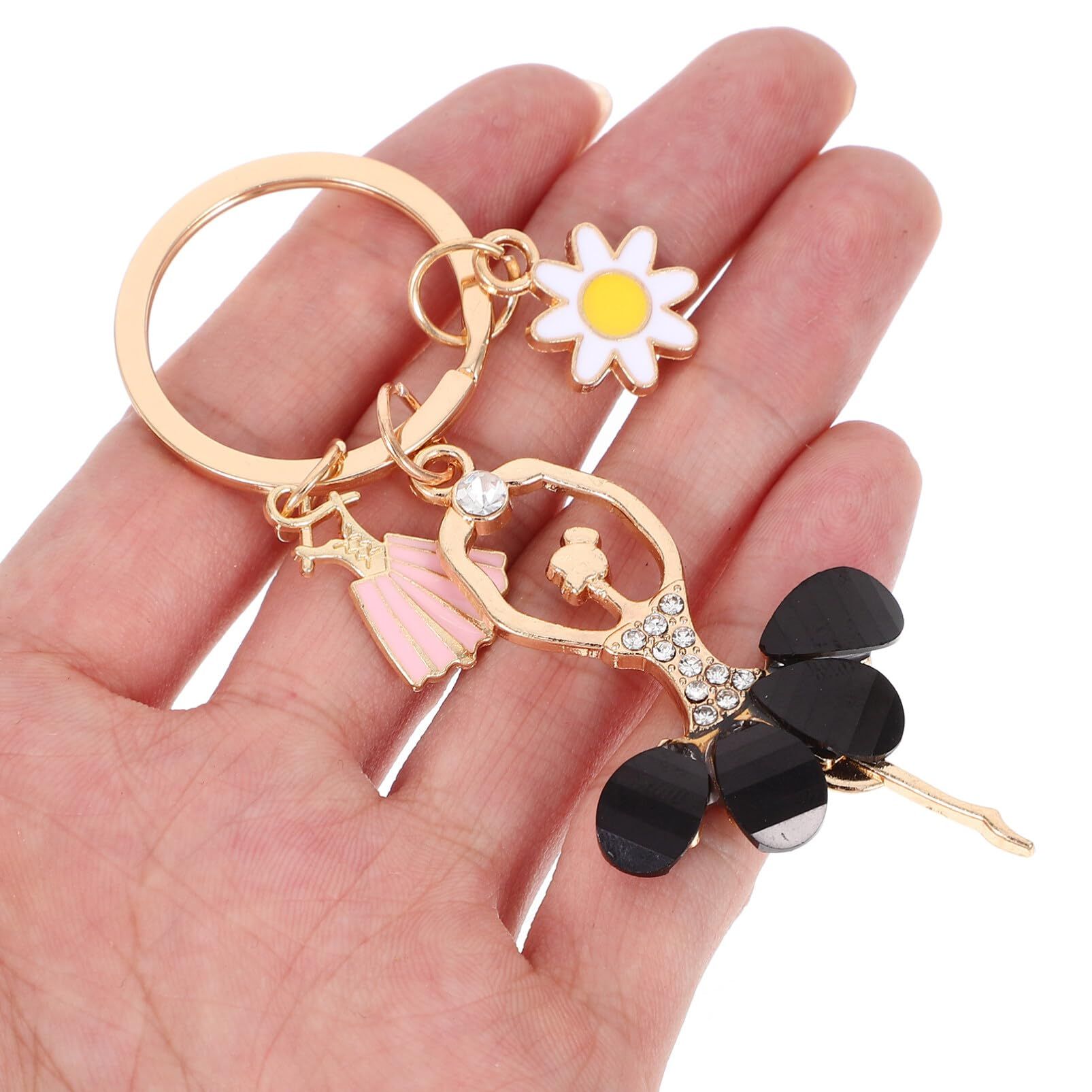 2pcs Dance Keychain Ballet Dancing Girl Key Ring Rhinestone Pendant Charms for view 4