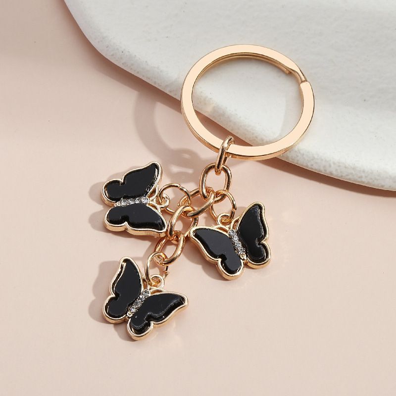 2pcs Butterfly Keychain Pendant Aluminium Alloy Car Hanging Key Ring view 4