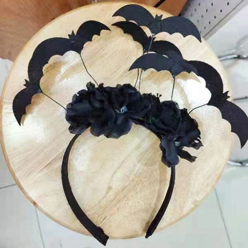 Gothic Halloween Live Hairband Women Students Photoshoots Hairband Bat&Flower view 2