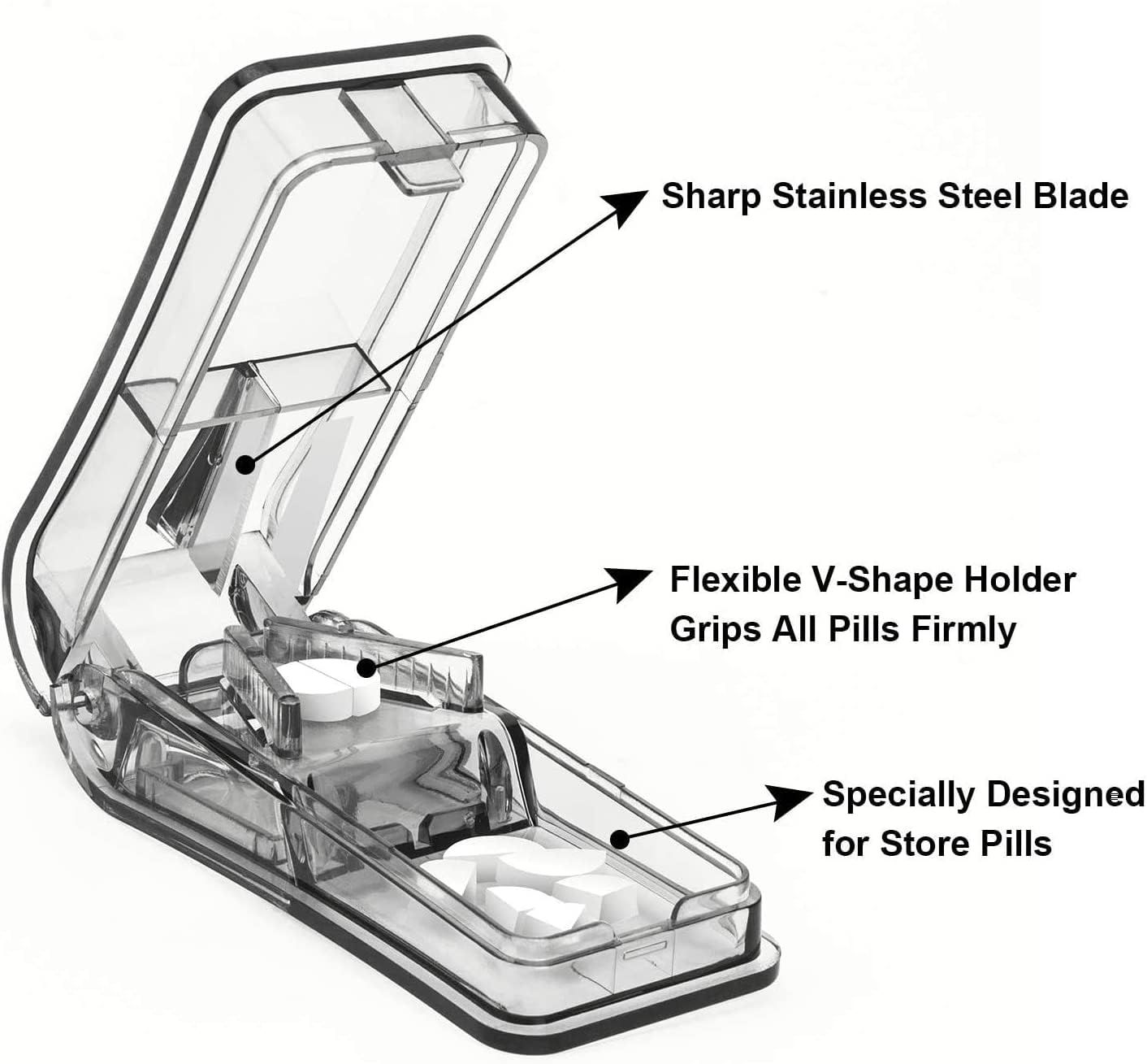 Pill Cutter for Small or Large Pills. The Best Multiple Pill Splitter Ever! view 2