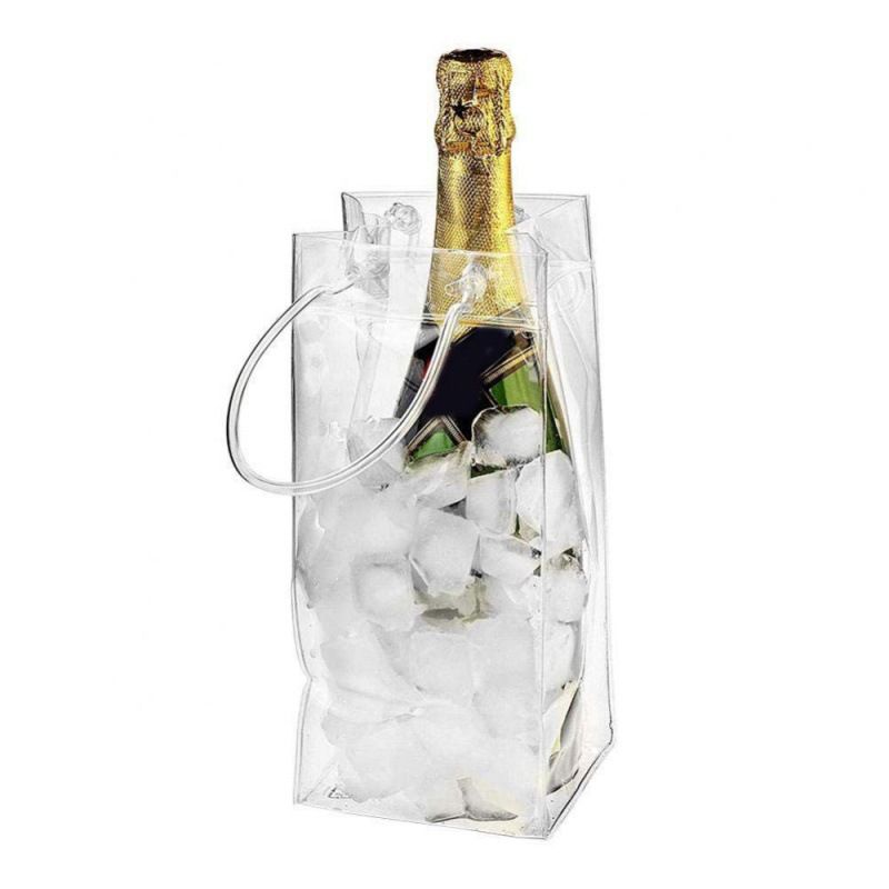 Leakproof Ice Bag, Transparent Portable Ice Bucket Chiller with Carry Handle