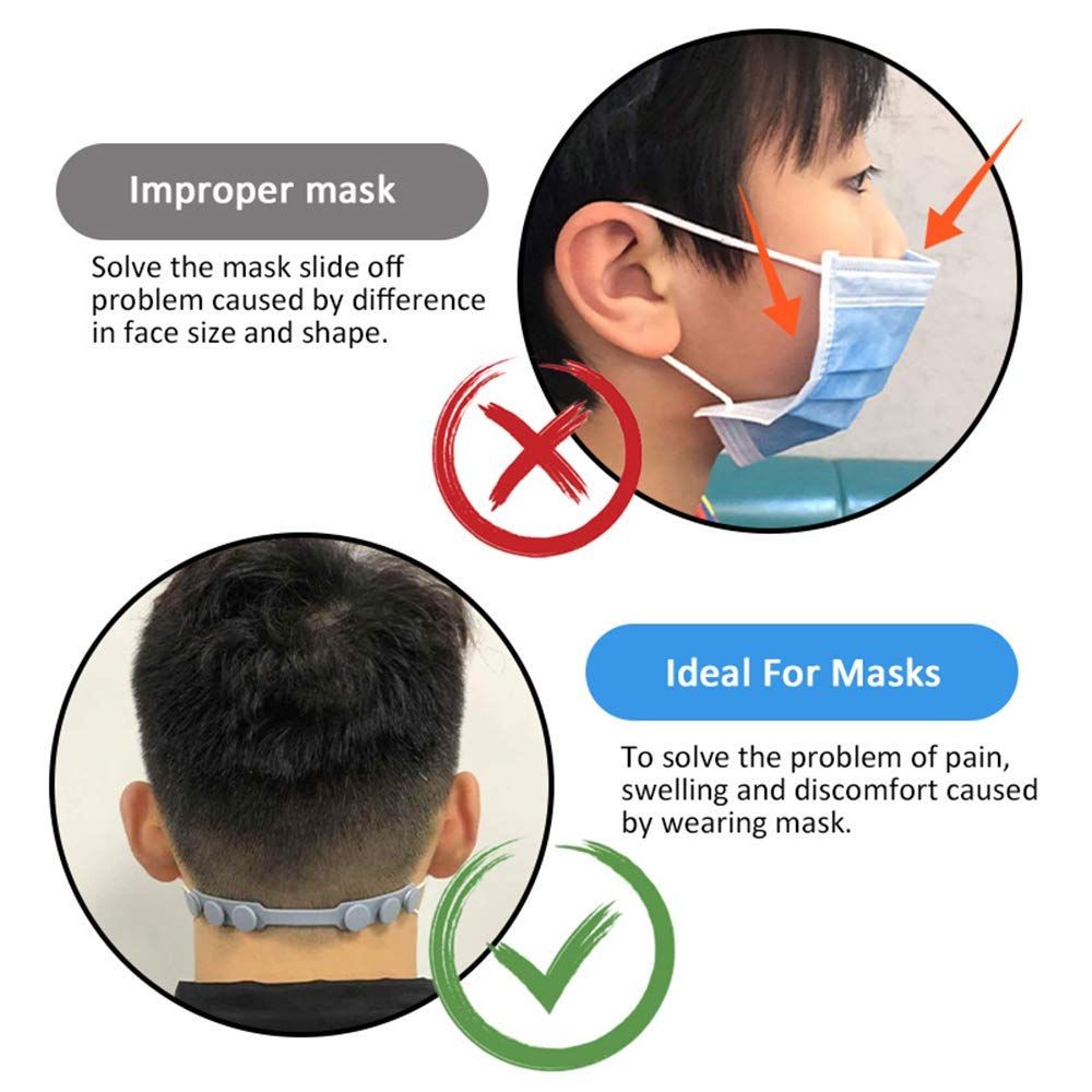 4 PCS Extended Silicone Bands Anti-Tightening Strap Adjustable Comfort mask view 4