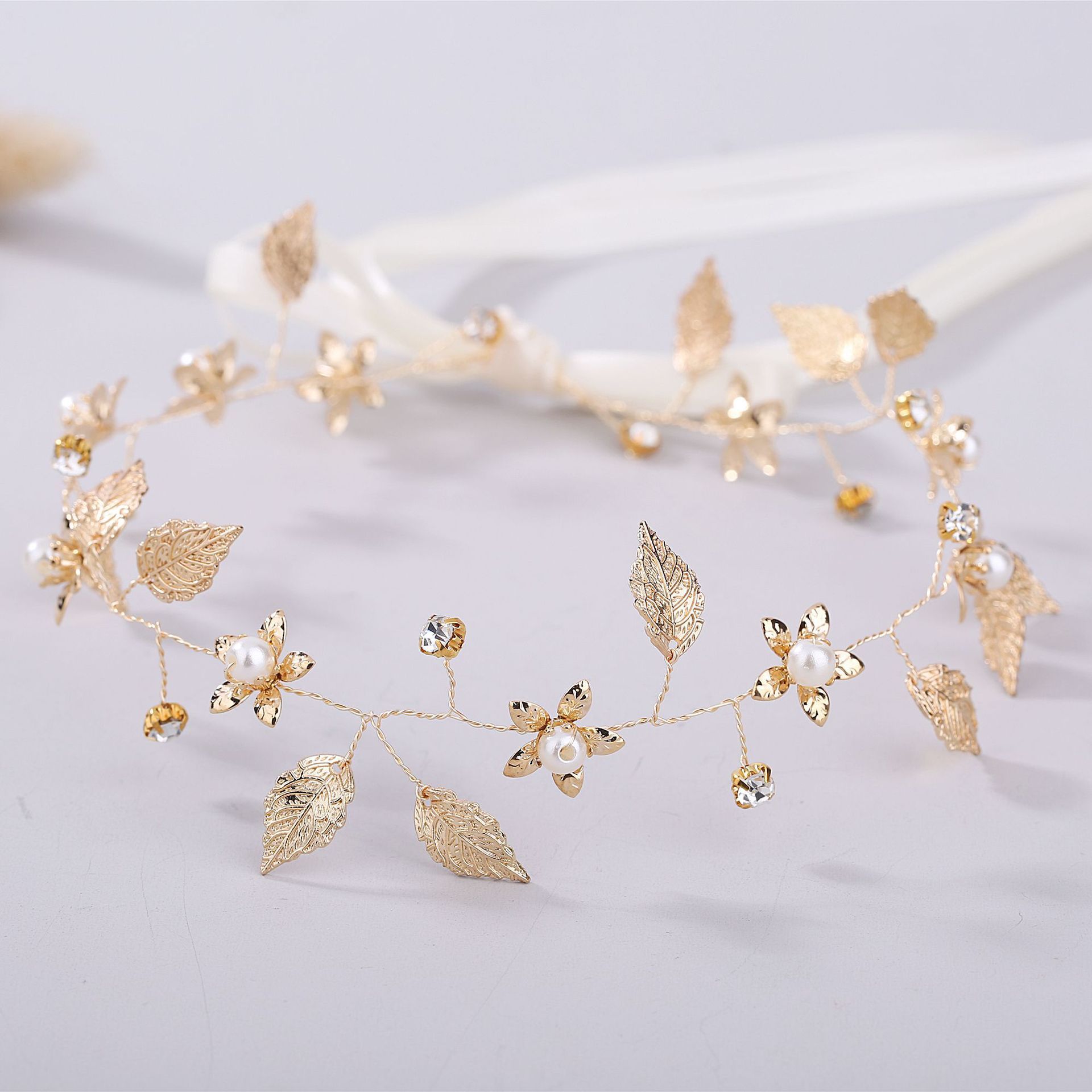 Headbands Bridal Headdress Gold Headband Clip on Antlers Wedding Headband view 2