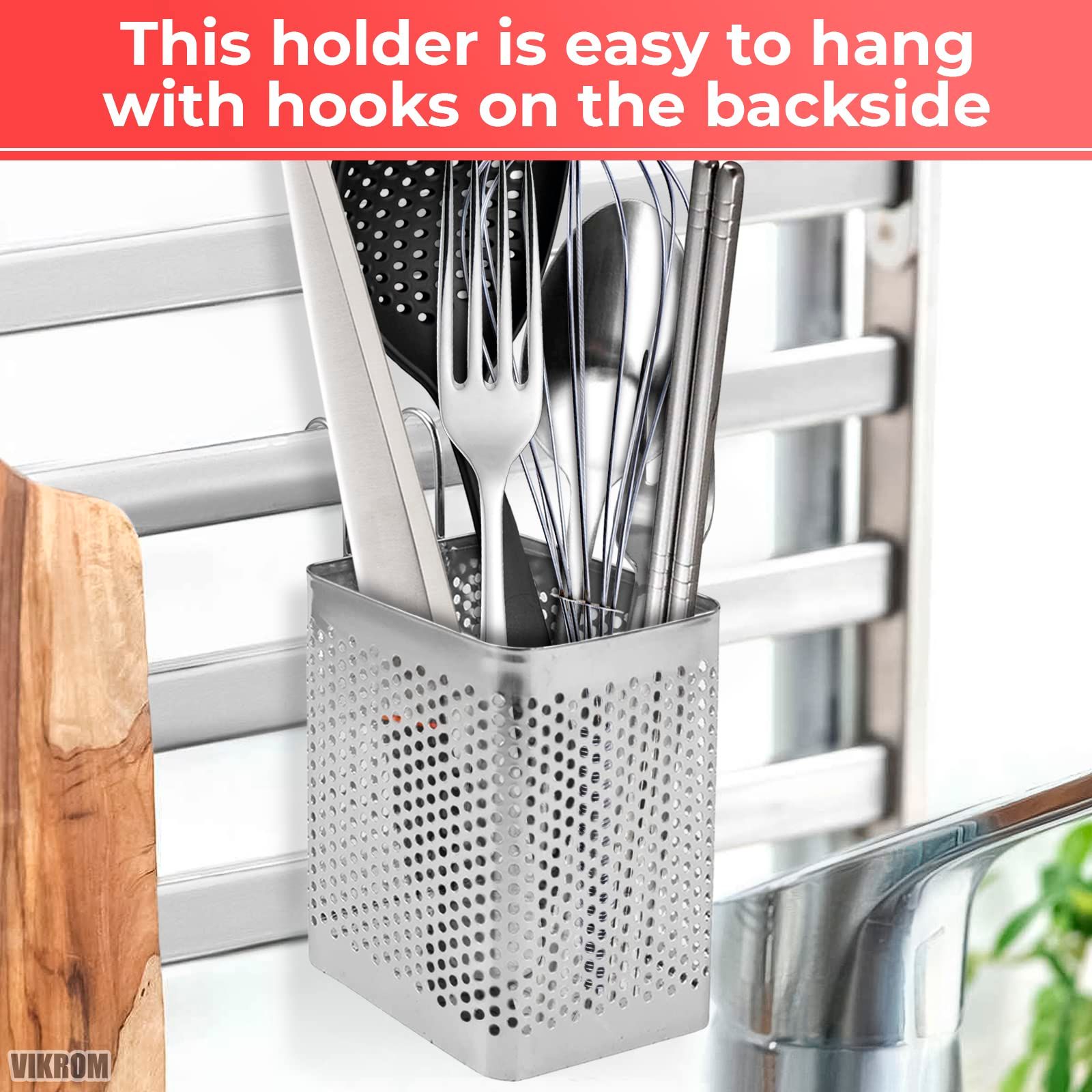 Stainless Steel Utensil Holder for Kitchen Counter Dishwasher Chopstick Basket view 4