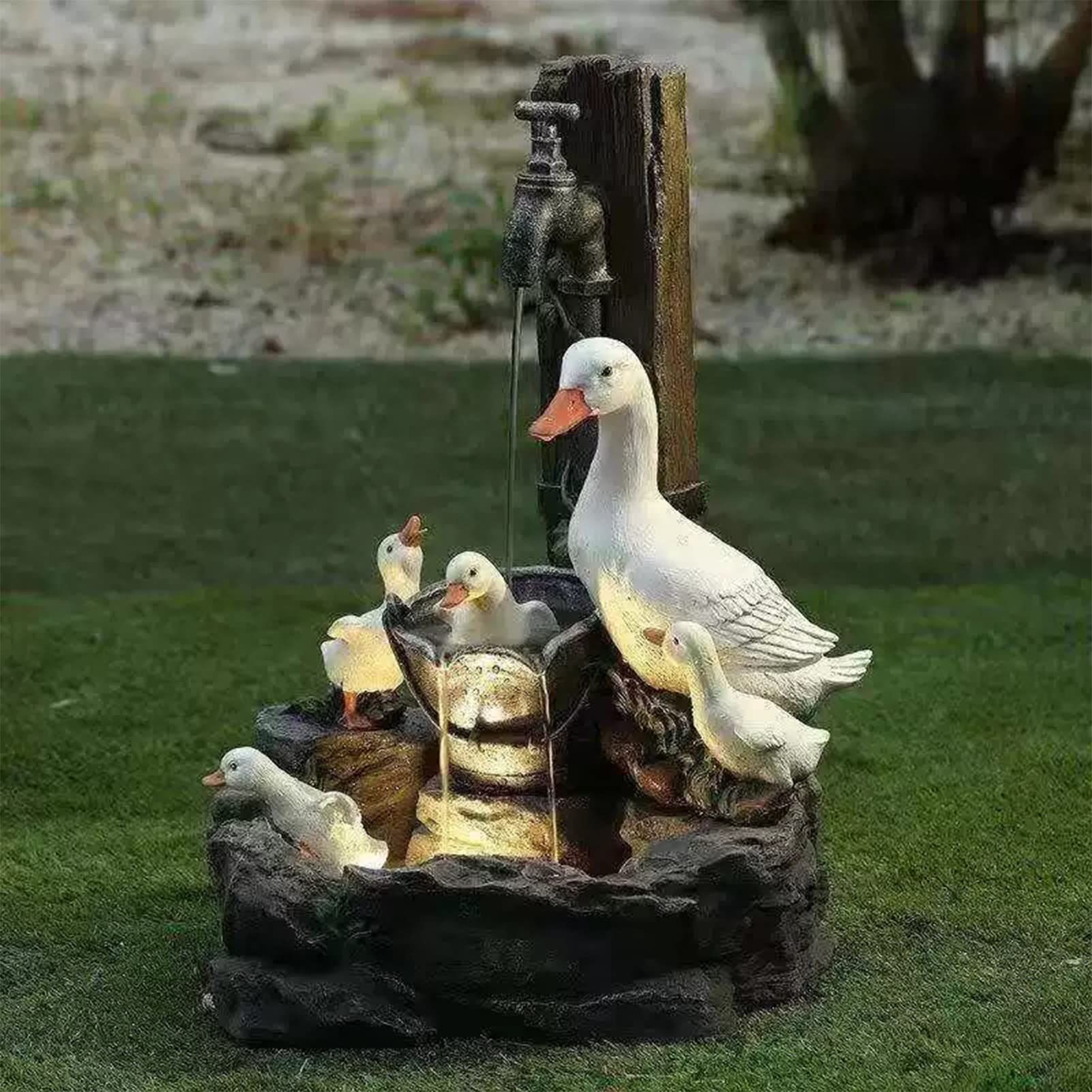 Squirrel/Duck Solar Powered Water Feature Outdoor/Indoor Sculpture