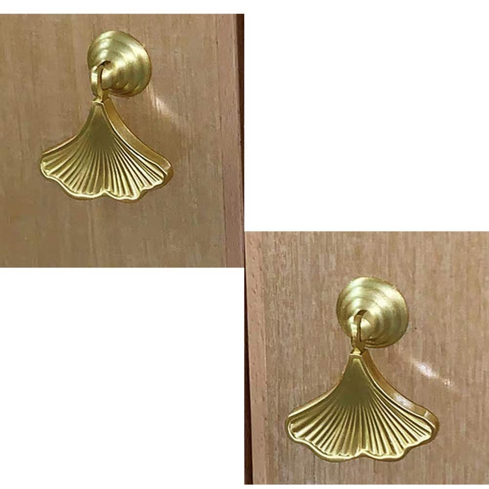 Furniture Knob Handles Golden Drop Pendant Pull Handle Fashion Ginkgo Leaf view 3