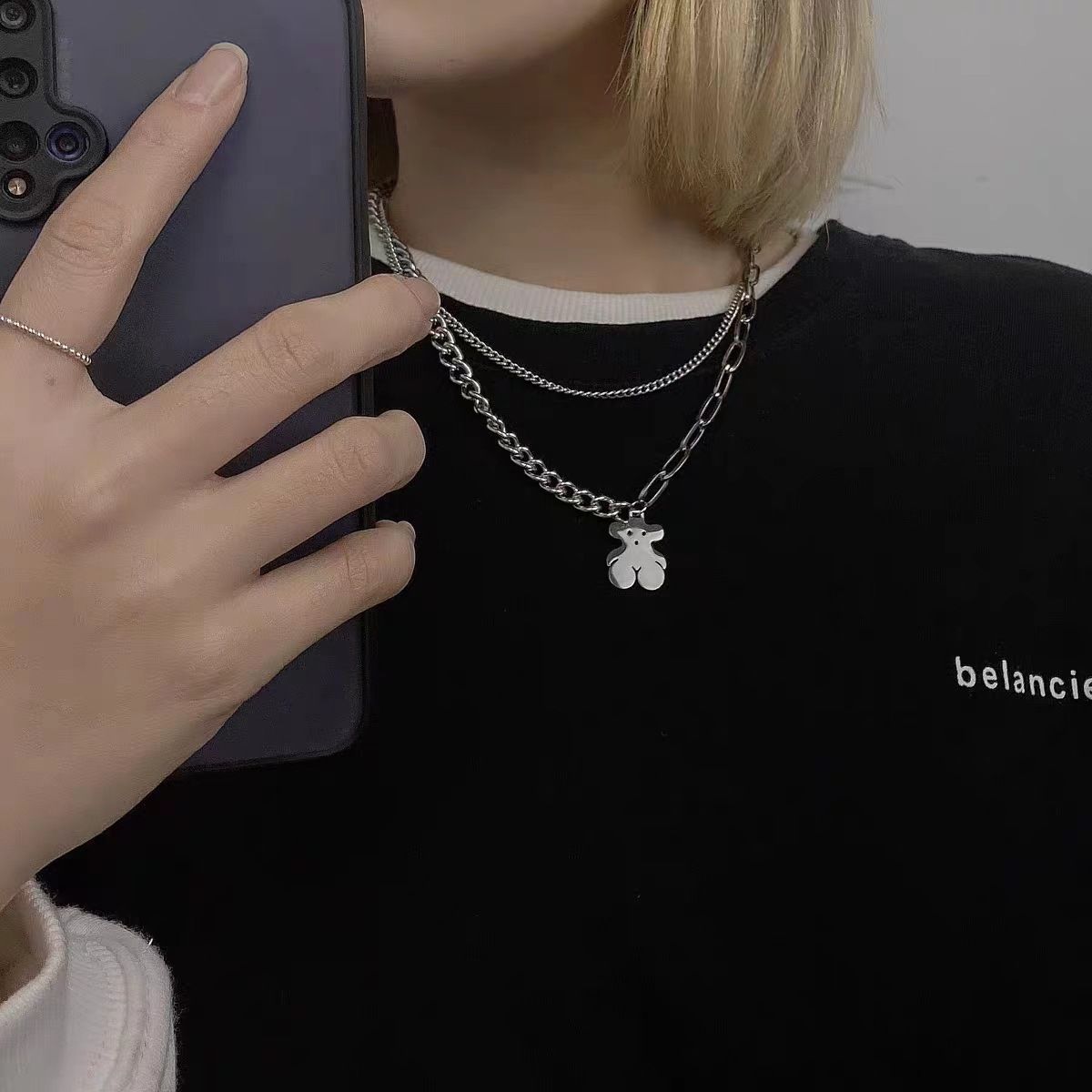 Charming Bear-Shaped Double Chain Necklace – Fashionable Daily and Festival view 4