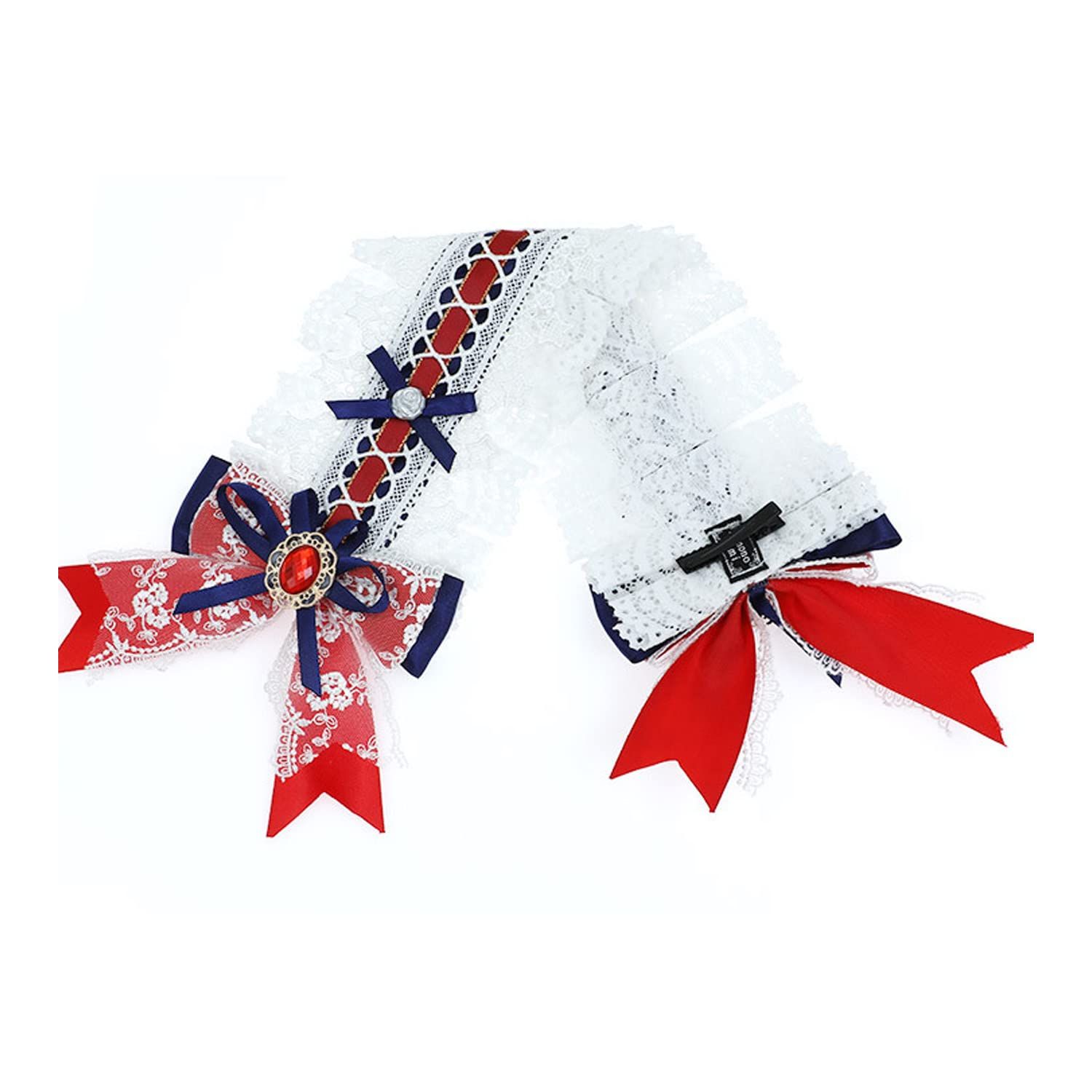 Women Cosplay Bowknot Decor Hair pin Headband Bow Lace Hairband French Maid