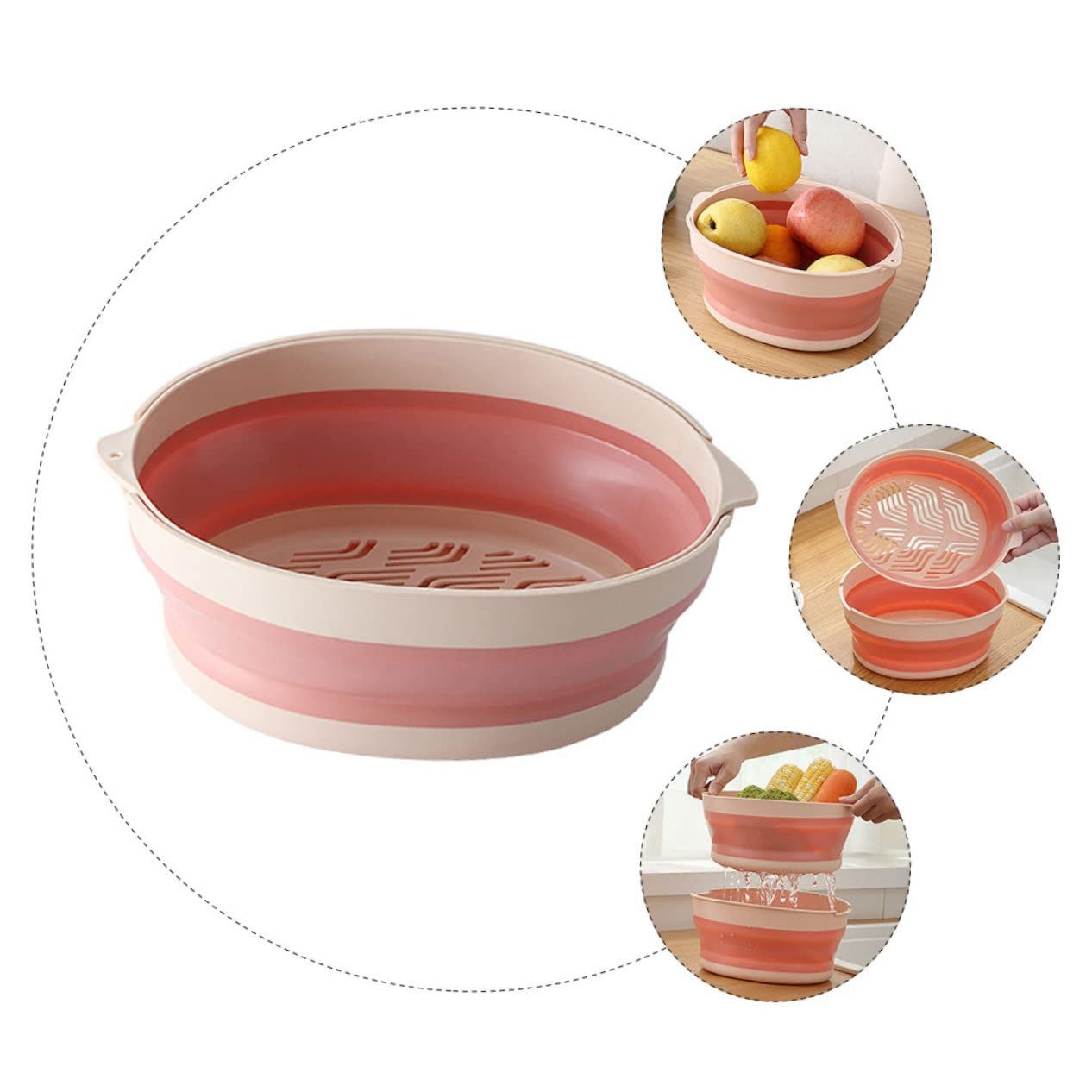 2pcs Storage Basket Silicone Colander Silicone Strainer Over Sink Colander view 2