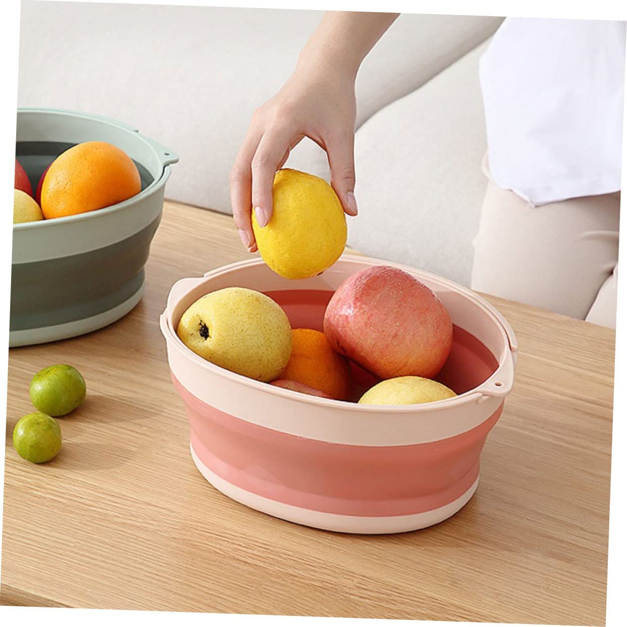 2pcs Storage Basket Silicone Colander Silicone Strainer Over Sink Colander view 4