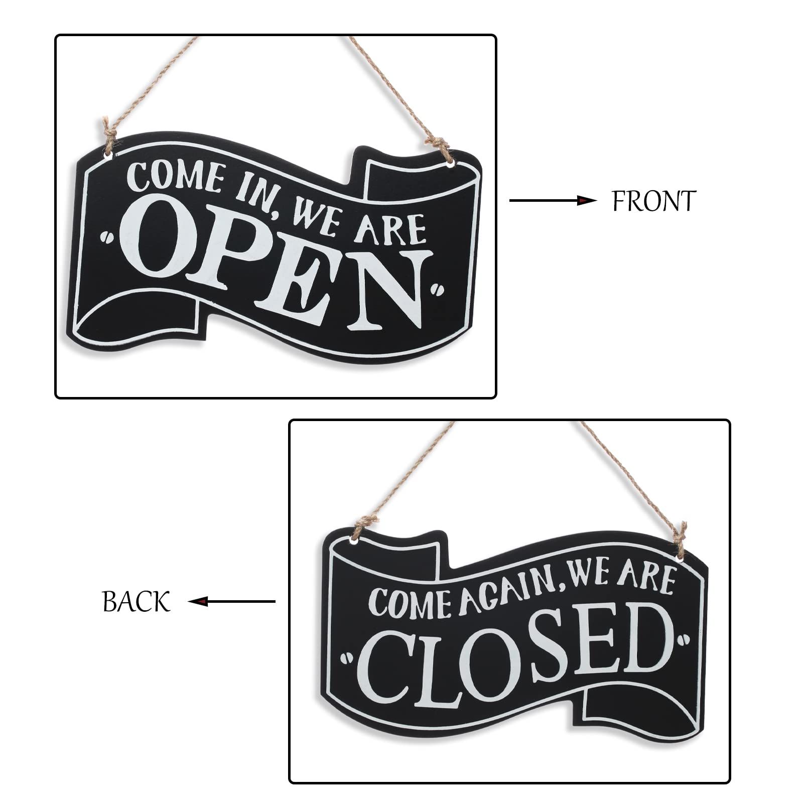 Open and Closed Sign for Business Door- Reversible Double Sided Decor Wood view 4