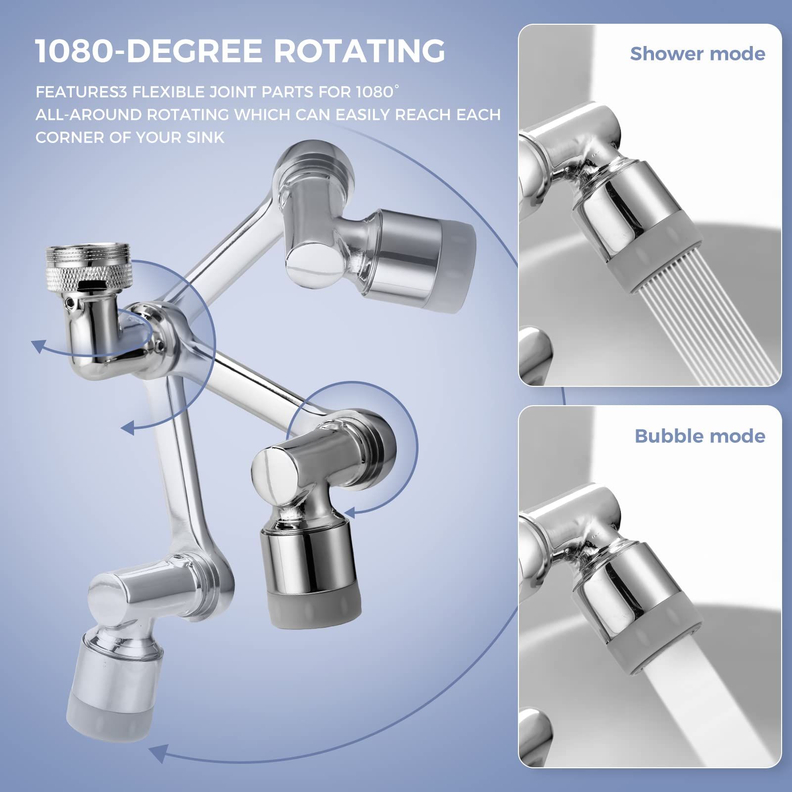 Universal 1080° Rotating Robotic Arm Faucet Aerator view 5