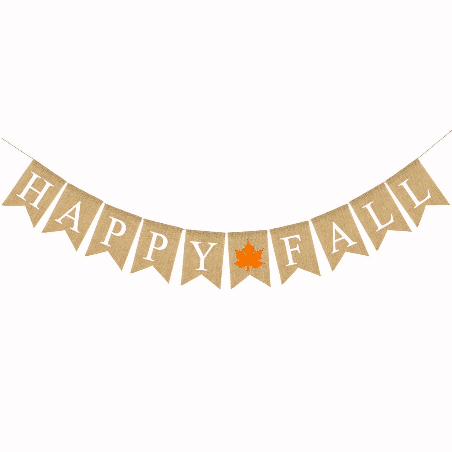 Happy Fall Letters Burlap Banner Pull Flag Window Trim Thanksgiving Day view 3
