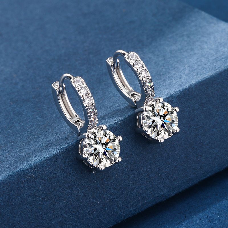 Earrings for Women Dangle Hoop Earrings with Charms Small Tiny Cubic Zirconia view 2