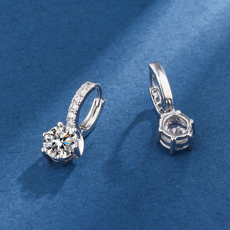 Earrings for Women Dangle Hoop Earrings with Charms Small Tiny Cubic Zirconia view 3
